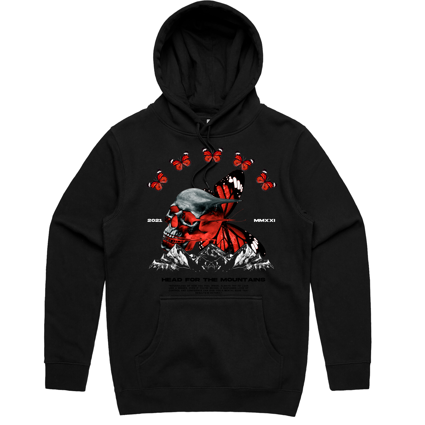 Head For The Mountains Hoodie (Blk/Red)/ MD1